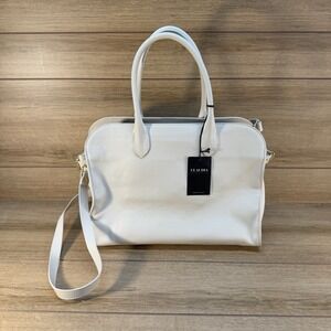 NWT CLAUDIA FIRENZE Pebbled Leather Cream Ivory Tote Satchel Shoulder Bag Italy